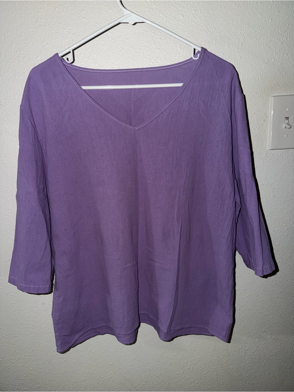 Relaxed V-Neck Tunic Top in Lavender Purple